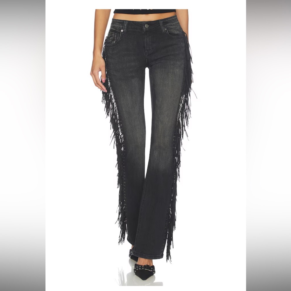 Jaded London fringe bootcut Jean in black wash